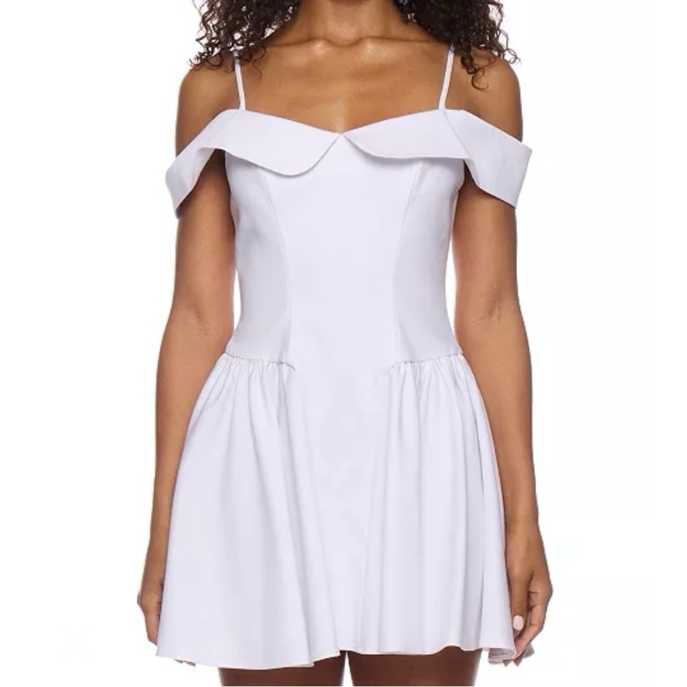 B. Darlin Sweetheart Off Shoulder Twill Fit Flare White Dress Women’s Size 13/14